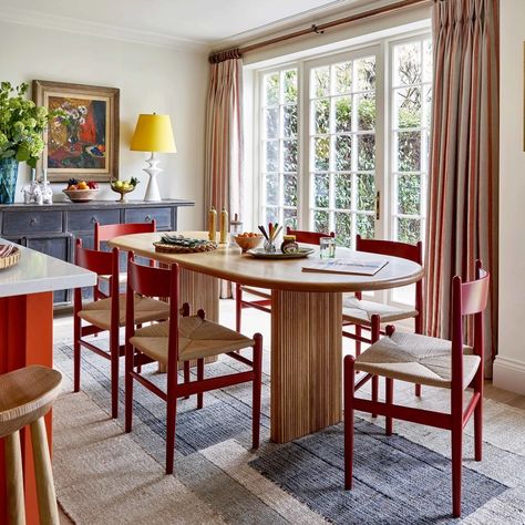 Alfred Newall, Lonika Chande, Striped Tile, Solid Oak Dining Table, Park Slope, Holland Park, London Apartment, Oak Dining Table, Park Homes