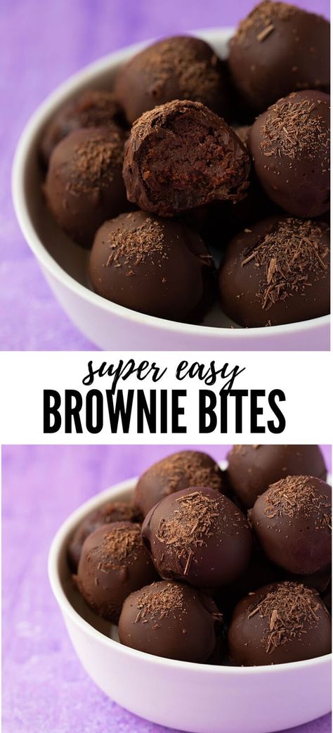 Easy To Bake Desserts, Easy Brownie Bites, No Bake Brownie Bites, Bites Desserts, Everyday Cookies, Brownie Balls, Bake Brownies, Brownie Vegan, Creative Treats