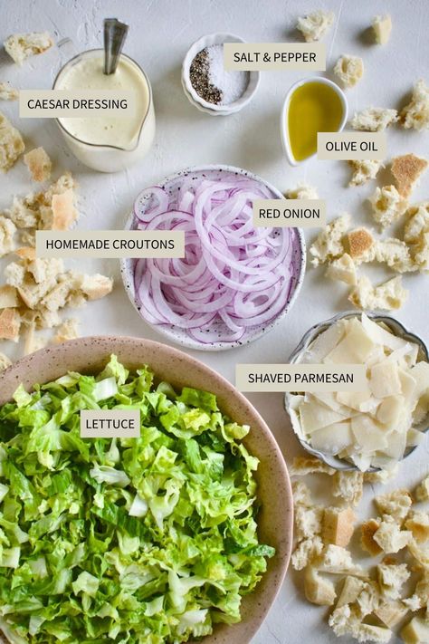 Caesar Salad Ingredients, Simple Party Dinner Ideas, Simple Caesar Salad, Ceasar Salad Recipe Authentic, Best Caesar Salad Recipe, Vegetarian Ceasar Salad, Best Ceasar Salad Recipe, Ceasar Salad Recipe Healthy, Salmon Ceasar Salad Recipe