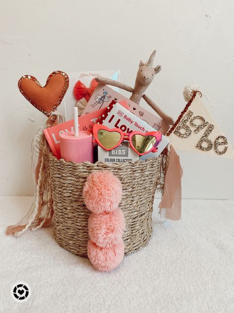 Kids Valentines Day Basket, Baby Valentine Basket, Valentines Day Gift Baskets For Kids, Valentines Basket For Toddler Girl, Christmas Basket For Kids, Valentines Baskets For Kids, Valentine Basket Ideas For Kids, Valentine Baskets For Kids, Toddler Valentines Day Gifts Basket