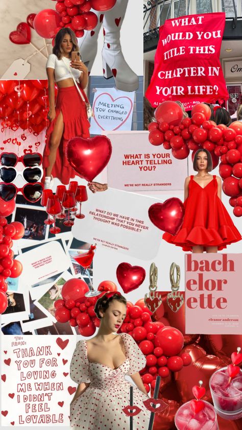 Bachelorette Red Outfits, Red And White Bachelorette Party, Love Club Bachelorette, Queen Of Hearts Bachelorette Party, Cupid Bachelorette Party, Red Bachelorette Theme, Red Bachelorette Party Outfit, Valentines Bachelorette Party, Perfect Match Bachelorette Theme