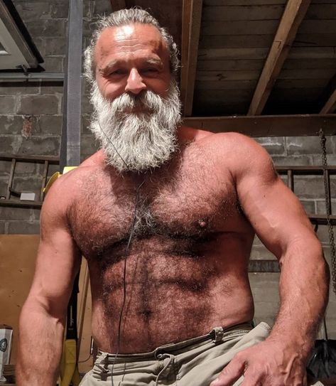 Beard Images, Chest Hair, Muscular Man, Handsome Older Men, Beefy Men, Bear Men, Men's Muscle, Muscular Men, Old Man