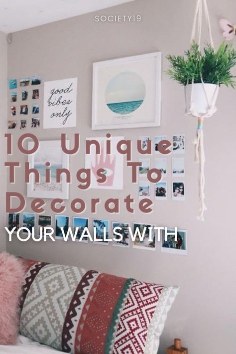 10 Unique Things To Decorate Your Walls With - Society19 Fun String Lights, Beautiful Dorm Room, Old Mirrors, Shimmer Wall, Simple Wall Decor, Bedrooms Ideas, Room Ideas Aesthetic, Mirror Stickers, Wall Decor Design