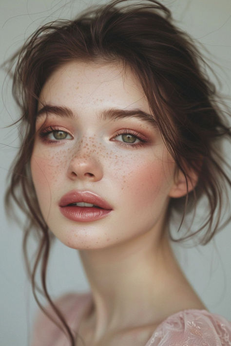 Rosy Pinks Eyeshadow Ideas For Brown Hair Makeup For Warm Skin Tones, Prom Makeup Look, Makeup Look Ideas, Rosy Makeup, Brown Makeup Looks, Bronzed Skin, Pink Eyeshadow Look, Romantic Makeup, Soft Things