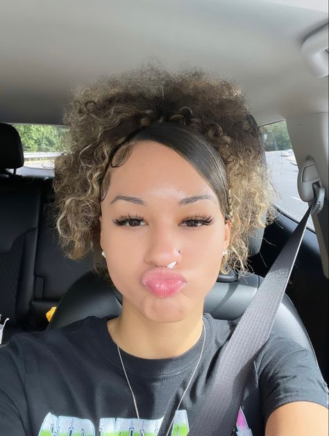 Messy Hairstyles Curly Hair, Swoop Bun Curly Hair, Swoop With Ponytail Natural Hair, Two Low Buns Hairstyle Curly Hair, Pulled Back Ponytail, Two Low Space Buns With Swoop, Pony Tailed Hairstyle Curly Hair, Space Buns With Swoop Natural Hair, Curly Hairstyles Swoop