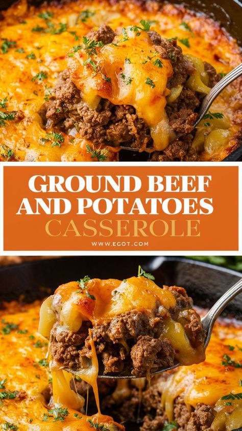 Ground Beef And Potatoes Skillet, Ground Beef Potato Casserole, Over Roasted Potatoes, Quick Ground Beef Recipes, Recipe For Family, Meat And Potatoes Recipes, Potatoes Skillet, Healthy Ground Beef, Ground Beef And Potatoes