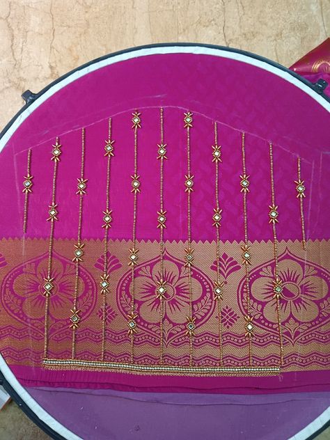 Simple Aari Sleeve Design, Blouse Back Neck Designs Latest Simple Aari Work Designs, Simple Aari Work Blouse Design 500, Aari Hand Designs For Blouses, Aari Simple Designs, Hand Aari Work Design, Sleeve Aari Work Design, Aari Work Sleeve Design, Aari Work Blouse Simple Design