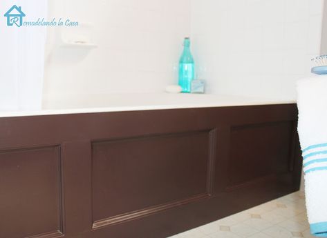 Bathtub Wood Panel, Bathtub Skirt, Bathtub Cover, Paneling Makeover, Diy Bathtub, Tub Cover, Bath Panel, Tub Surround, Budget Bathroom