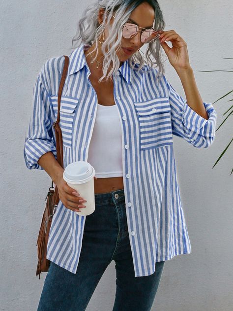 Striped Linen Shirt Outfit Women, Pink Shirt Outfit Casual, Pink And White Striped Shirt Outfit, Red And White Striped Shirt Outfit, Pink Striped Shirt Outfit, Salon Outfits, Outfits With Striped Shirts, Outfit Info, Wardrobe Challenge