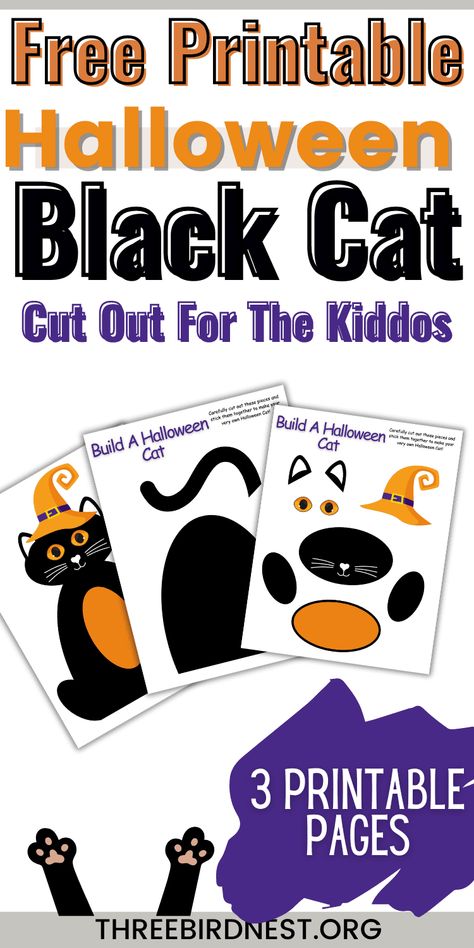 DIY Halloween Fun: Cutout Black Cat Printable for Kids - This Little Nest
Black cat history and kid's printable for cut-out cat play. 
Enjoy the Fall Halloween spirit with this fun kid's activity. Halloween Printouts, Halloween Cat Crafts, Cat Crafts Preschool, Black Cat Printable, Halloween Activities Preschool, Craft Activities For Toddlers, Halloween Kindergarten, Art Activities For Toddlers, Halloween Printables Free