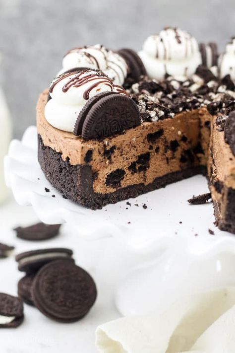 Freeze Cheesecake, Freeze Cheese, Chocolate Oreo Cheesecake, Oreo Cheesecake Recipes, No Bake Chocolate Cheesecake, Recipes For Cakes, Oreo Chocolate, Chocolate Oreo, Oreo Crust