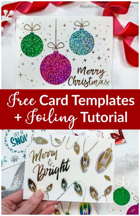 Christmas Cards Cricut Templates Free, Cricut Foil Christmas Cards, Free Cricut Christmas Cards, Cricut Christmas Cards Free Svg, Free Card Svg, Christmas Cards Cricut, Diy Christmas Cards Cricut, Foiling Techniques, Free Christmas Card