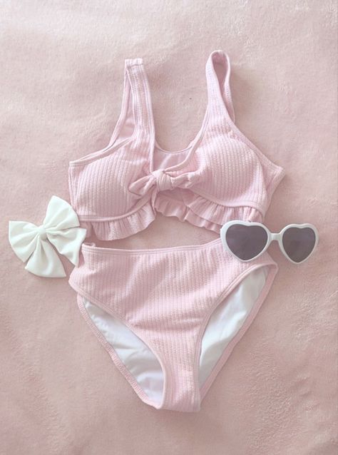 Coquette Swimwear, Swimsuit Aesthetic, Pink Bathing Suits, Clothes Wishlist, Pink Swimwear, Summer Closet, Swimsuits Outfits, Aesthetic Coquette, Cruise Outfits