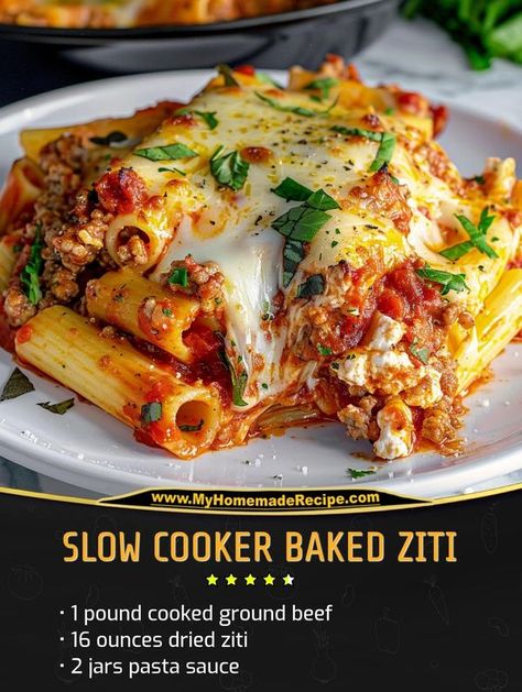 Kitchen Magic Recipes | Slow Cooker Baked Ziti | Facebook Baked Ziti And Meatballs, Crockpot Ziti, Slow Cooker Ziti, Slow Cooker Baked Ziti, Crockpot Italian, Slow Cooker Baking, Recipes Slow Cooker, Gordon Ramsay Recipe, Ziti Recipes