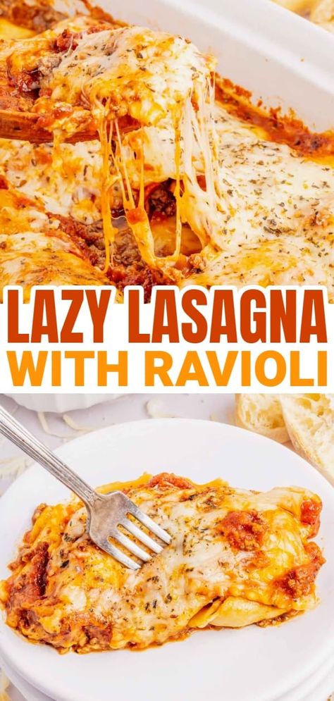 Cheese Ravioli Lasagna Recipe, Cheese Ravioli Recipe Frozen Crockpot, Easy Lasagna Recipe With Frozen Ravioli, Cheese Ravioli Casserole, Sausage Ravioli Lasagna, Ravioli Lasagna With Cottage Cheese, Mess Free Lasagna Bites, Ravioli Lasagna With Ricotta Cheese, Frozen Ravioli Lasagna