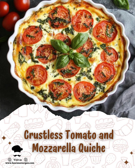 Savor the irresistible flavors of our Crustless Tomato and Mozzarella Quiche—light, cheesy, and packed with goodness. Perfect for any meal, it's a must-try delight! Mozzarella Quiche, Tomato And Mozzarella, Crustless Quiche, Quiche Recipes, Shredded Mozzarella, Grated Parmesan Cheese, Mozzarella Cheese, How To Dry Oregano, Cherry Tomatoes