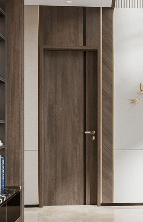 Midcentury Modern Door Interior, Indoor Doors Modern Luxury, Custom Door Design, Inlay Door Design, Luxury Interior Doors, Wc Door Design, Minimal Door Design, Laminate Door Design Ideas, Laminate Door Design Modern