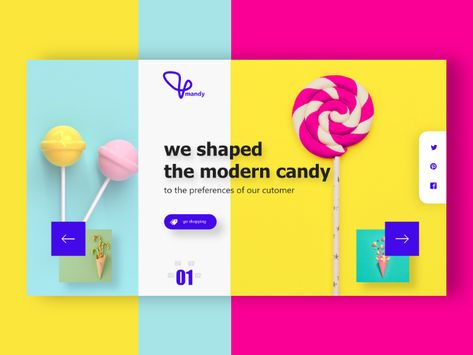 Mandy - The Candy Maker Web Landing Page Header Web Landing Page, Bar Website, Magazine Design Cover, Candy Maker, Fashion Magazine Design, Flat Web Design, Mobile Ui Patterns, Fashion Design Template, Header Design