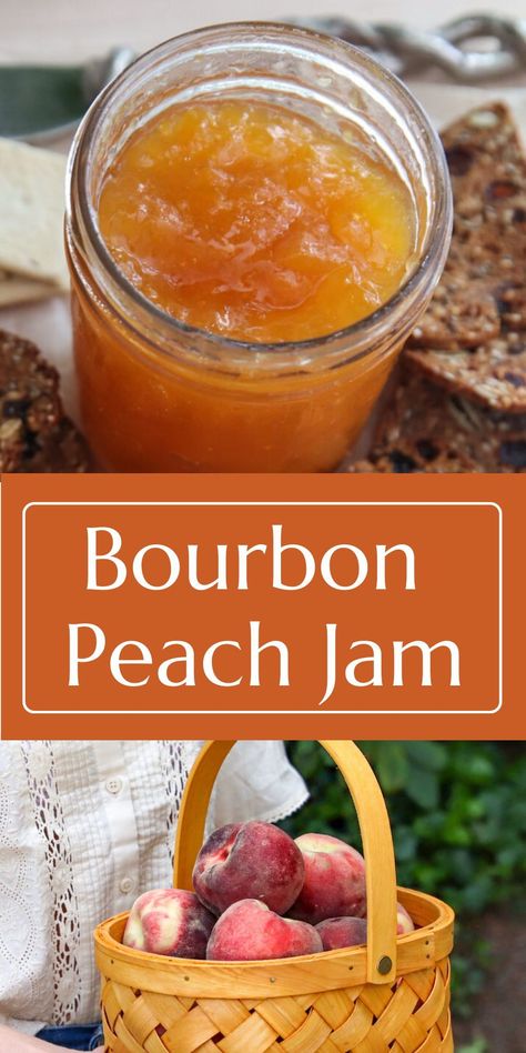 Peach Jams And Jellies, Bourbon Peach Jam With Vanilla Bean, Apple Bourbon Jam, Alcoholic Jam Recipes, Jam Recipes With Alcohol, Peaches Jam Recipes, Best Peach Jam Recipe Canning, Peach Cinnamon Jam Recipe Canning, Fall Jams Canning Recipes