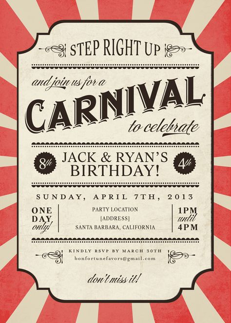 Carnival Invitation Carnival Invitation Template, Carnival Birthday Party Invitations, Carnival Party Invitations, Carnival Birthday Invitations, Circus Invitations, Old Circus, Carnival Invitations, Carnival Themed Party, Strong Man