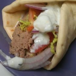 Traditional Gyro Meat | "This was GREAT! I made the recipe as shown. This is restaurant quality. We all really enjoyed it, my 4 year old even liked it! Hooray for Greek night!" Gyro Sauce Recipe, Gyro Sauce, Gyro Meat Recipe, Cucumber Sauce, Gyro Recipe, Creamed Cucumbers, Meat Recipe, Wrap Sandwiches, Food Processor