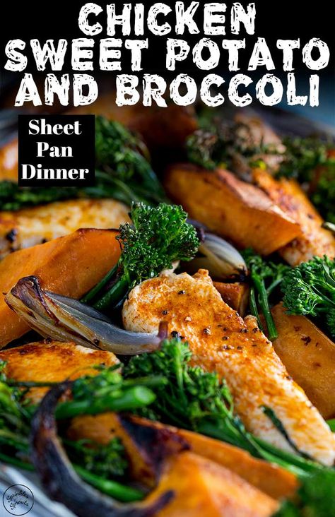 This easy Sheet Pan Chicken and Broccoli with Sweet Potato takes under 10 minutes to prep and then cooks within 30 minutes. And most of that time is handsfree, leaving you to get on with other things. Tender, juicy chicken, crispy on the outside soft in the middle sweet potatoes and beautifully roasted broccoli, all coated in a delicious and easy rub. This Sheet Pan Chicken and Broccoli with Sweet Potato is easy and delicious! A winning combo! Brocoli Chicken Sweet Potato Sheet Pan, Sweet Potato Chicken Sheet Pan Dinner, Chicken Broccoli And Sweet Potato Sheet Pan Dinner, Sheet Pan Roasted Sweet Potatoes, Chicken Tenderloin And Sweet Potatoes, Chicken Tenderloin And Broccoli Recipes, Chicken Broccoli Sweet Potato Sheet Pan, Chicken Tender Sheet Pan Recipes, Chicken Broccoli And Sweet Potato