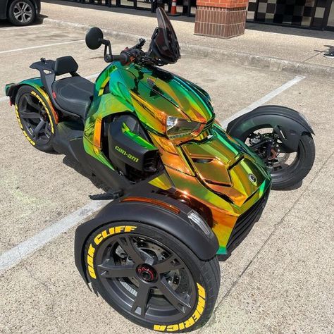 Special Editions 🚘 on Instagram: "@specialeditionss🏁 @iamrudyx.l #Ryker-900 Wrapped ✅ Tirestickers✅ #oakcliffamerica🇺🇸" Can Am Ryker Wrap, Can Am Ryker Custom, Can Am Ryker 900, Can Am Ryker, Street Moto, Cars Garage, Custom Motorcycles Bobber, Polaris Slingshot, Reverse Trike