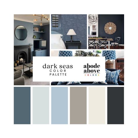 ✦ About this Palette ✦ From the mesmerizing depths of deep ocean tones to the refreshing allure of sky blues, these shades will transport you to a place of utter relaxation and calm. The greys in this palette add a touch of modernity, offering a neutral yet sophisticated backdrop that effortlessly complements the blues. These soft and subtle greys create a refined ambiance, infusing a sense of understated elegance into any space.  ✦ Featuring Instant Digital Access ✦ Each digital download includ Navy Blue Black And Gray Living Room, Blue And Gray Color Palette Living Room, Small Living Room Ideas Color, Smokey Blue Paint Color, 2025 Colour Palette, Sherwin Williams Mineral Gray, Blue And Grey Living Room Decor, Blue Grey And White Living Room, Blue Complementary Color Scheme