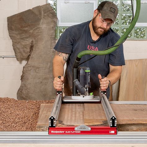 Woodpeckers | Slab | Flattening Mill | Router | Woodworker's Journal Router Sled, Router Tool, Router Jig, Woodworking Shop Layout, Woodworking Logo, Serra Circular, Woodworking Toys, Woodworking For Kids, Woodworking Workbench