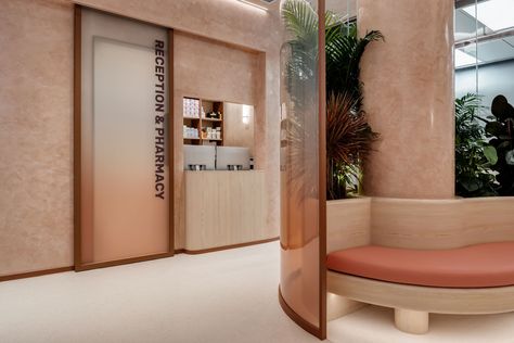 Image 18 of 22 of Laguna City Medial Centre | JJ Acuna / Bespoke Studio | Photograph by Steven Ko Healthcare Interior Design, Laboratory Design, Venetian Plaster Walls, Hospital Interior, Hospital Interior Design, Healthcare Design, Waiting Area, Plaster Walls, Board Design