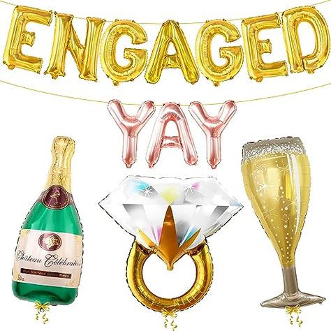 Engaged Balloons, Yay Balloons, Mr And Mrs Balloons, Champagne Bachelorette Party, Champagne Balloon, Gold Engagement Party, Engagement Balloons, Champagne Balloons, Bride To Be Balloons