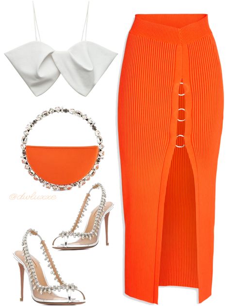 Orange Brunch Outfit, Orange Brunch Outfit Black Woman, Orange Off-shoulder Dress For Brunch, Bachata Outfit, Chic Dress Classy, Orange Outfit, Classy Work Outfits, Casual Chic Outfit, Dressy Outfits