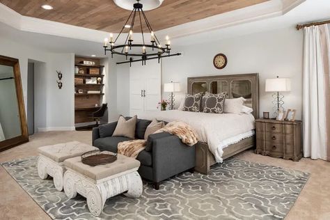 Coffered Ceiling Ideas: Everything You Need to Know About - Architectures Ideas Ceiling Bedroom Ideas, Bedroom Tray Ceiling, Tray Ceiling Bedroom, Bedroom With Tray Ceiling, Bedroom Inspirations Master, Beautiful Bedrooms Master, Color Decor, Bedroom False Ceiling Design, Ceiling Design Bedroom