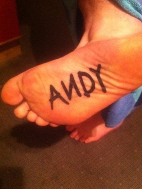 Andy tattoo from the bottom of Woody's foot in Toy Story <3 Toy Story Tattoo, Best Tattoo Ever, What I Like About You, Disney Tattoo, Girly Tattoos, Foot Tattoo, Disney Tattoos, To Infinity And Beyond, Foot Tattoos