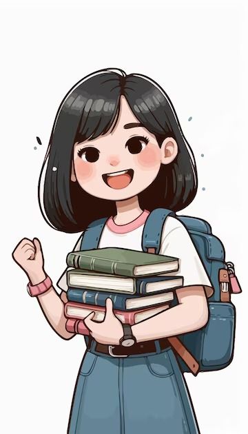 Premium Vector | A cartoon of a girl holding a book with a book in her hand Girl With Books Drawing, Holding A Book, Story Drawing, Book Drawing, Cute Kawaii Drawings, Book Posters, Cute Cartoon Drawings, Anime Child, Girl Reading