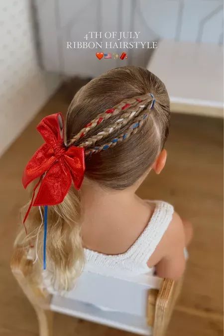 The cutest braided hairstyle for the 4th of July! This is a fun way to add festive colors to your hair this 4th! Love this cute and festive girls hairstyle for the summer holiday. Tap to shop the hair products and accessories we used! Grace To You, Cute Braided Hairstyles, Everyday Hairstyles, Kids Hairstyles, Girl Hairstyles, Braided Hairstyles, 4th Of July, Cool Hairstyles, Braids