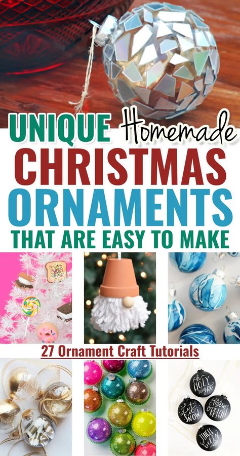 pictures of unique ornaments to make that says Unique Homemade Christmas Ornaments That Are EASY To Make alt Tin Can Lids Crafts Christmas Ornament, Christmas Ornaments To Make For Grandkids, Easy Personalized Ornaments, Cute Ornaments To Make, Diy Simple Ornaments, Diy Christmas Ornaments Easy Paper, Easy Homemade Ornament Ideas, Christmas Ornaments Made With Buttons, Easy Xmas Ornaments To Make