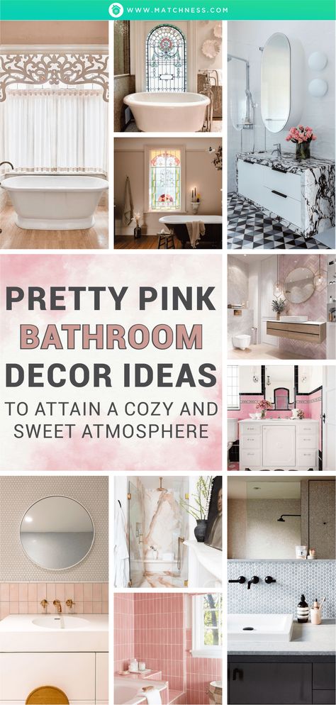 Pink Victorian Bathroom, Pink Bathroom Decorations, Vintage Pink Tile Bathroom, Pink Bathroom Decor Ideas, Pink Bathroom Ideas, Black Bathrooms, Feminine Bathroom, Pink Bathrooms, Pink And Black Bathroom