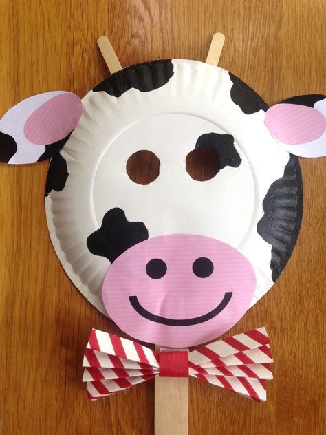 Paper Plate Masks, Cow Mask, Cow Appreciation Day, Masks Ideas, Paper Plate Animals, Cow Craft, Valentine Paper, Farm Animal Crafts, Paper Plate Crafts For Kids