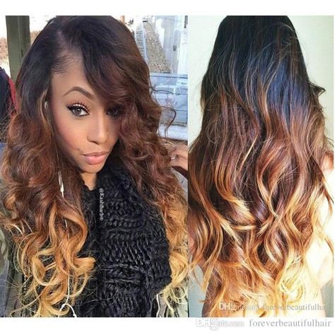 Reverse Ombre Hair, Unnatural Hair Color, Wavy Weave, Best Lace Wigs, Brown Ombre Hair, Transitioning Hairstyles, Brazilian Remy Hair, Wavy Wig, Ombré Hair