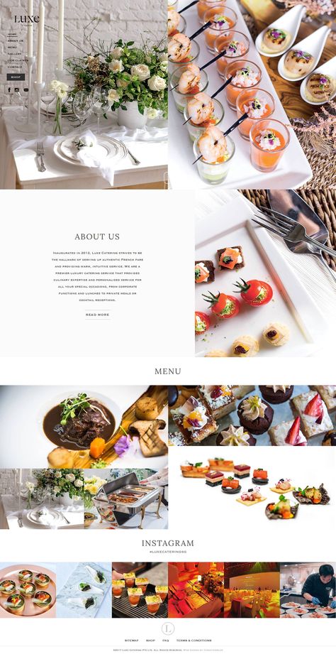 Website - Luxe Catering Pte Ltd Catering Catalogue Design, Catering Advertising Ideas, Catering Campaign, Catering Website Design, Greek Banner, Catering Branding, Catering Website, Catering Menu Design, Eat Greek