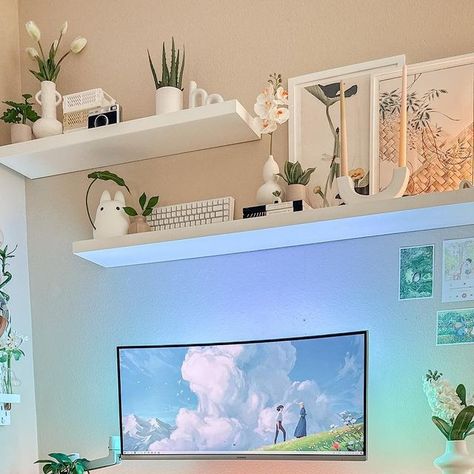 Ghibli Desk Setup, Studio Ghibli Pc Setup, Studio Ghibli Gaming Setup, Studio Ghibli Desk Setup, Ghibli Setup, Studio Ghibli Desk, Imac Desk, Aesthetic Work From Home, Imac Desk Setup