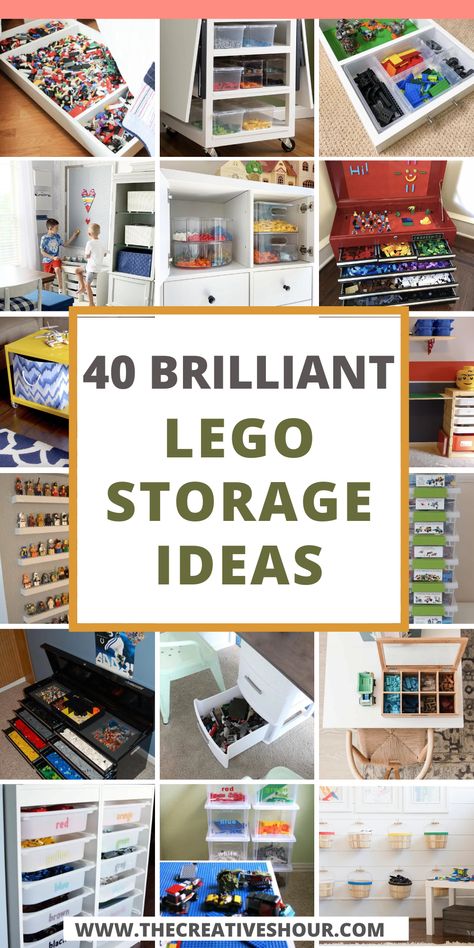 For LEGO enthusiasts young and young at heart, finding the perfect storage solution is a brick-tastic adventure in itself. From displaying prized creations to keeping thousands of bricks neatly organized, we've curated a collection of engaging LEGO storage ideas that will spark joy and creativity. Whether you're working with limited space, transforming a playroom, or even seeking clever adult-friendly storage, let's embark on a journey to build an organized paradise for your LEGO collection. Organizing Playroom, Playroom Organizing, Lego Bins, Lego Storage Ideas, Lego Storage Solutions, Lego Room Ideas, Toddlers Playroom, Lego Display Ideas, Organization Playroom