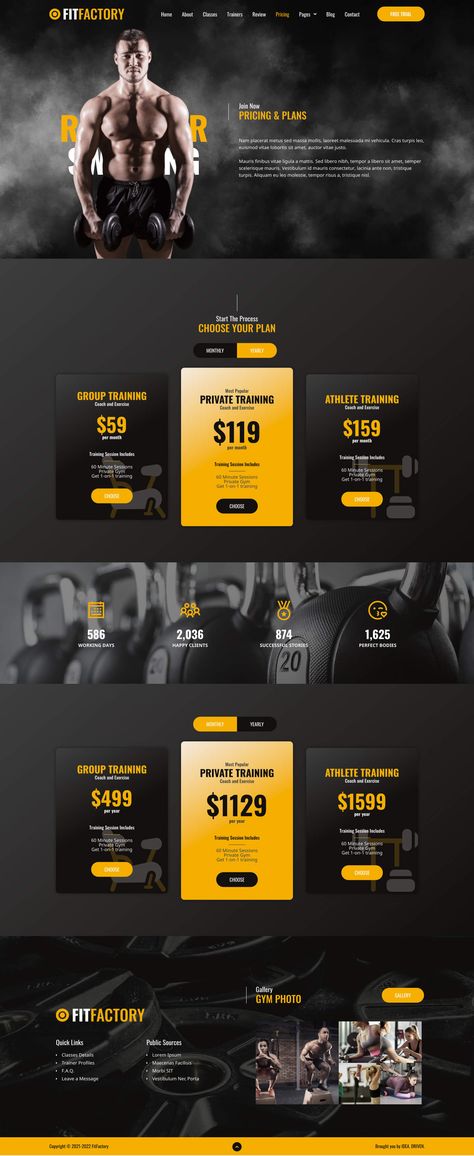 Personal Trainer Website, Gym Plans, Exercise Coach, Footer Design, Fitness Website, Coach Website, Ui Design Website, Dark Style, Website Design Layout