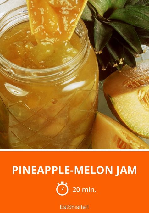 Pineapple-Melon Jam - quick recipe - simple dish - A recipe idea by EAT SMARTER | Pressure cooking, Fruit #tropicalfruit #recipes Melon Jam, Watermelon Jam, Pickled Recipes, Lemon Jam, Melon Recipes, Easy Jam, Food Preserving, Pineapple Jam, Ibs Recipes