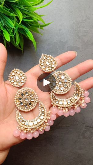 7.7K views · 319 reactions | Trending Kundan stone earrings 😍 diy jhumka#diyearrings#creative#kundanearring#easydiyideas #viralreels #viral#viralvideos #reels#reelsvideo #trendingearring #trendingjewellery #trending #trendingvideos #kundan#kundanjewellery #kundanearring #pearls#beads #earrings | Easy Craftby Sania | Sachin-Jigar · Taras Diy Kundan Earrings, Diy Jhumka, Engagement Mehndi, Engagement Mehndi Designs, Earring Trends, Earrings Diy, Kundan Earrings, Beads Earrings, Trending Videos