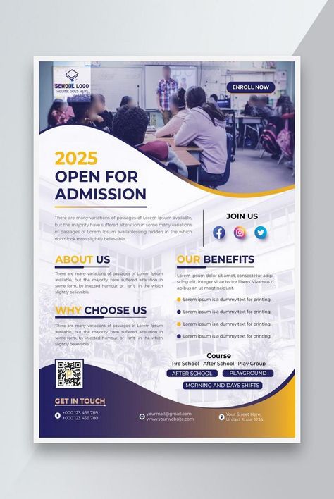 A4 Poster Design, University Flyer Design, Pamplet Layout Design, Canva Posters Design, School Pamphlet, Informative Poster, University Poster, Program Poster, School Prospectus