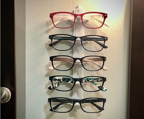 Glasses Wall Mount by PallyCecil - Thingiverse Eye Glasses Wall Art, Sunglasses Holder Wall, Sunglass Holder Wall, Clear Wall Shoe Display, Wall Mounted Sunglass Holder, Stylish Glasses, Wall Display, Display Shelves, Wall Mount