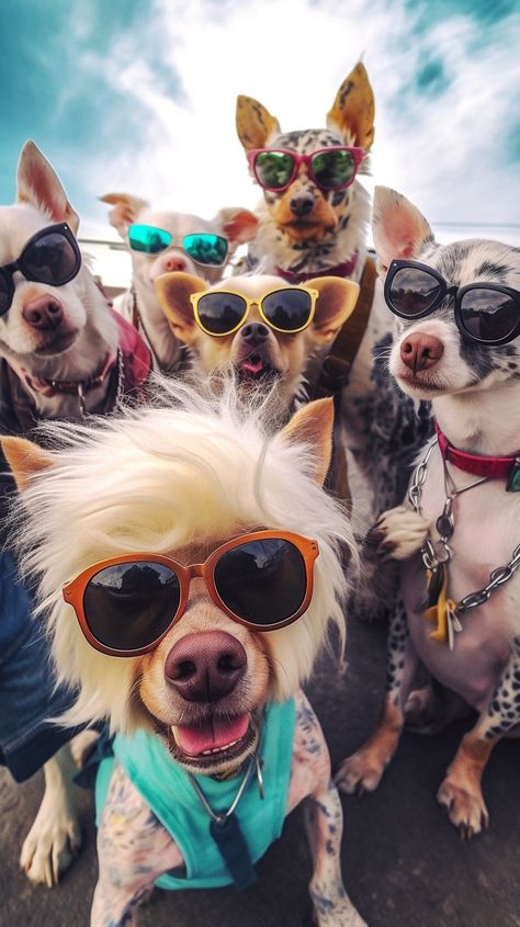 Animals Wearing Glasses, Dog In Sunglasses, Cool Dogs, Funny Puppy Pictures, Animal Illustration Art, Take A Selfie, Cool Dog, Cute Dog Photos, Pet Photos