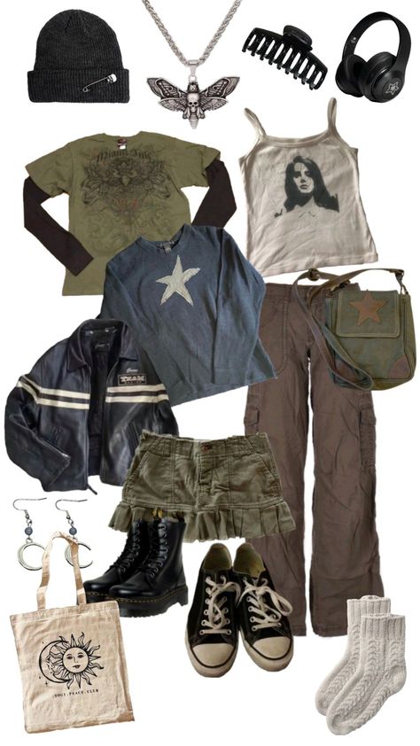 Pop Grunge Outfit, Nerdy Grunge Outfits, Soft Grunge Fashion Aesthetic, Grunge Apocalypse Outfit, Forest Clothes Aesthetic, Cottage Grunge Outfits, Earth Grunge Aesthetic, Brown Grunge Outfit, Summer Outfit Grunge